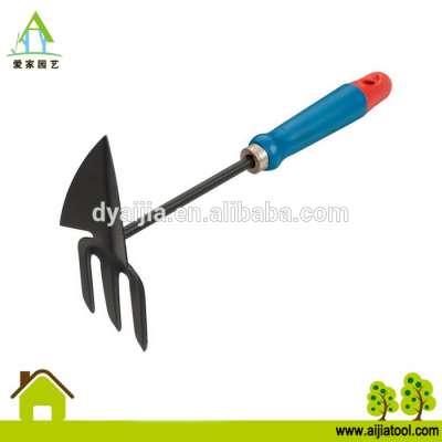 Garden double hoe cultivator powder coated hand tool pp grip