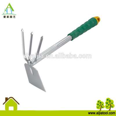 Garden double hoe cultivator powder coated hand tool pp grip