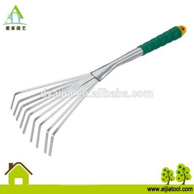 Garden leaf rake double hoe cultivator powder coated hand tool pp grip